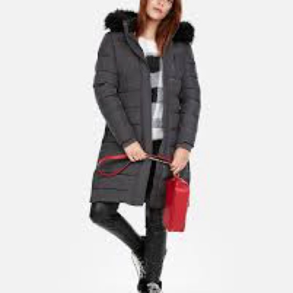Express Women’s Puffer Coat with Black Fur Hood